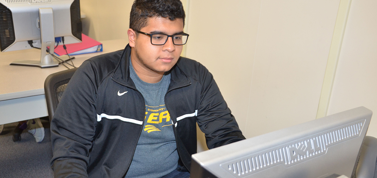 student in computer lab
